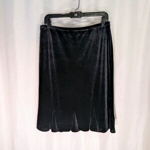 Express Elastic Waist Velvet Skirt with Mini Gores, Black, Medium